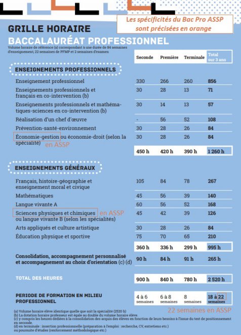 Répartition Horaire Recommandée En Bac Pro ASSP